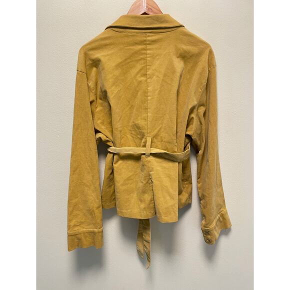 Vintage Gold Flava Womens Jacket Size 18 Yellow Corduroy Belted Stretch Mod Y2K - Picture 3 of 6